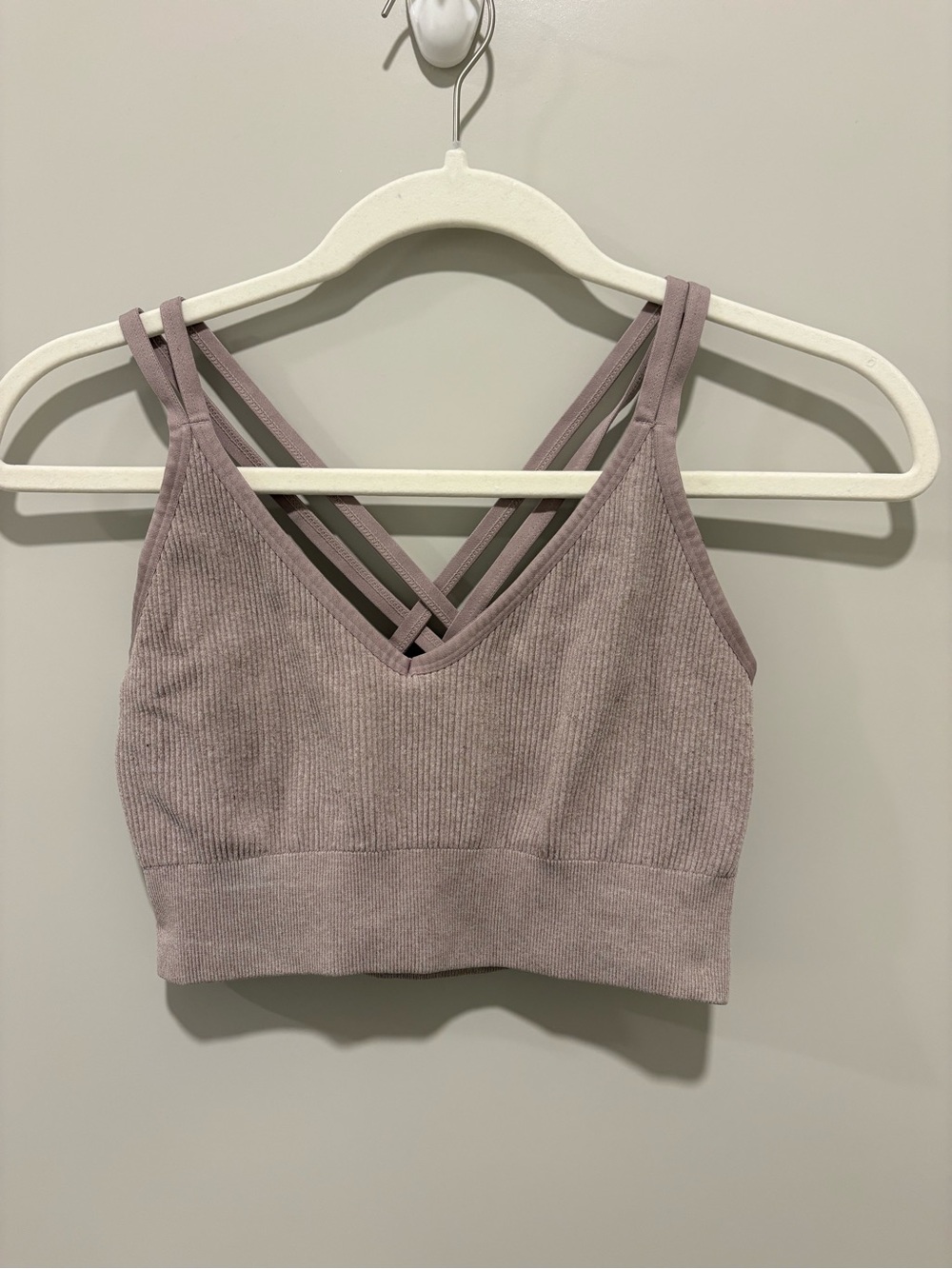 Aerie Ribbed Strappy Bralette in Tan - Women Intimates